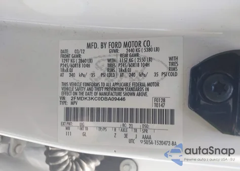 2013 Ford Edge Limited z USA, uszkodzony, nr VIN 2FMDK3KC0DBA09446